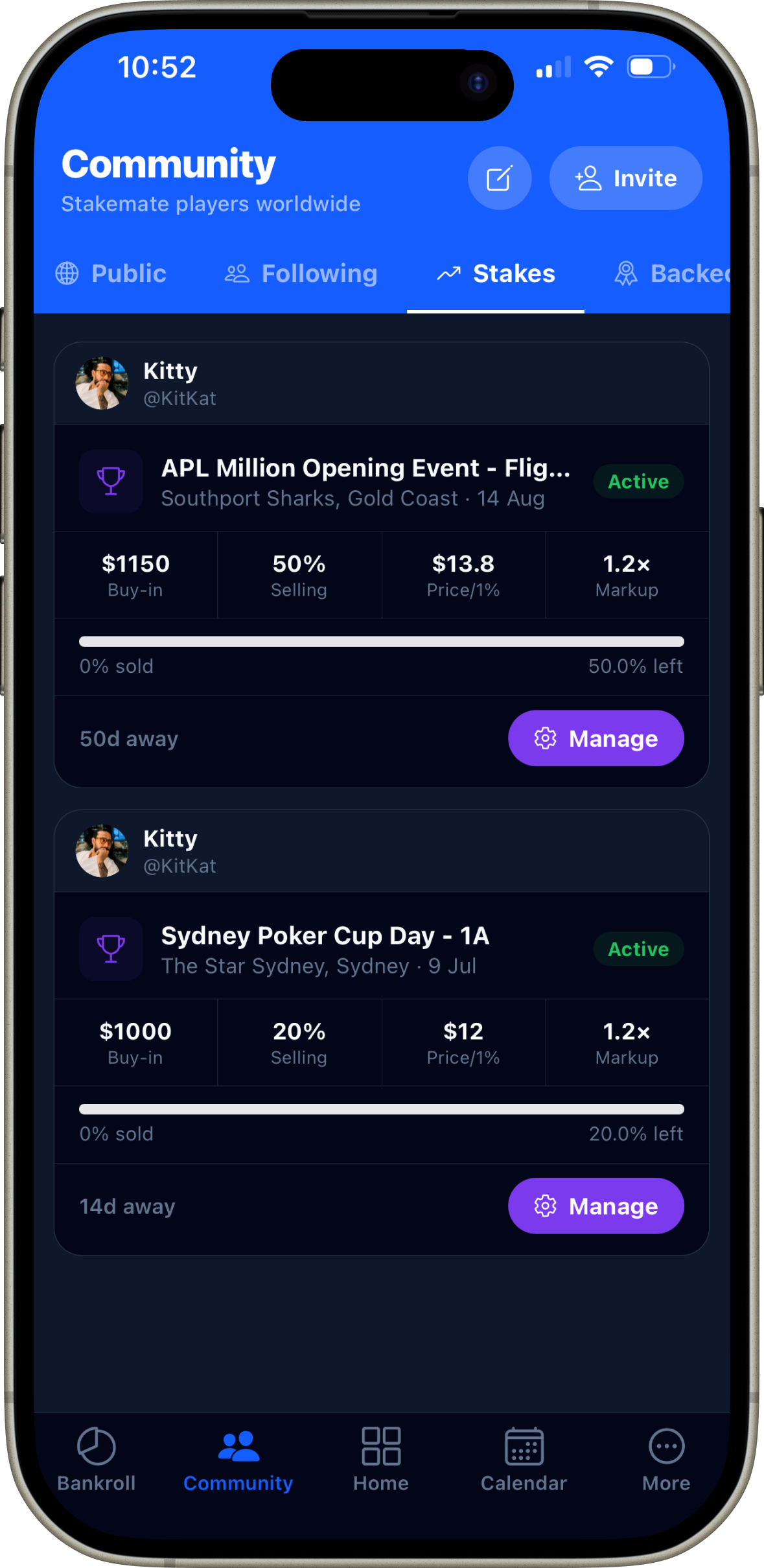 Stakemate community feed
